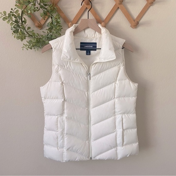 Lands' End Jackets & Blazers - LANDS' END | Cream Down Puffer Full Zip Up Vest Size Small ( 6-8)
